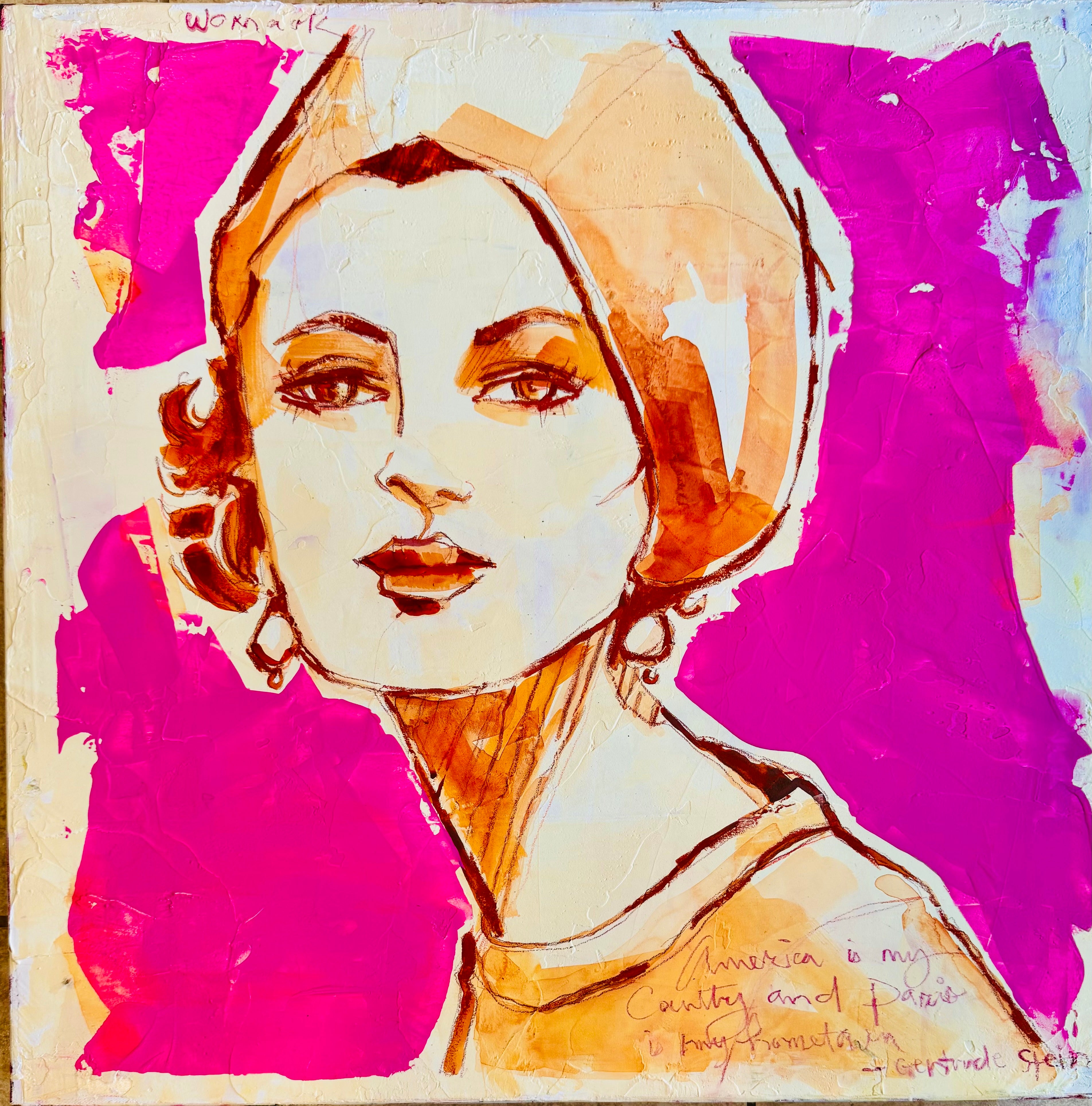 America is My Country, Paris is My Hometown Original Painting