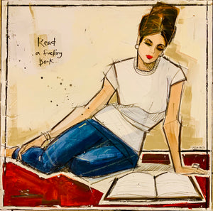 SOLD Read a F Book (blue jeans) Original Painting