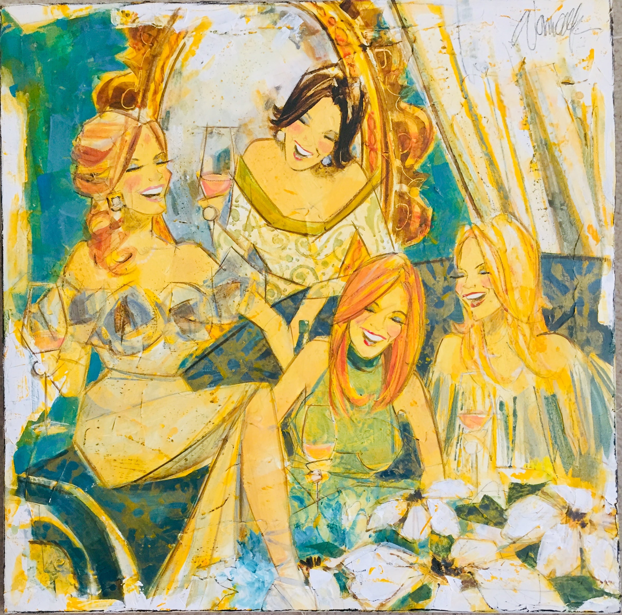 (3-4 Person) Women and Wine Custom Painting