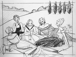 Days on the East lawn WW sketch print