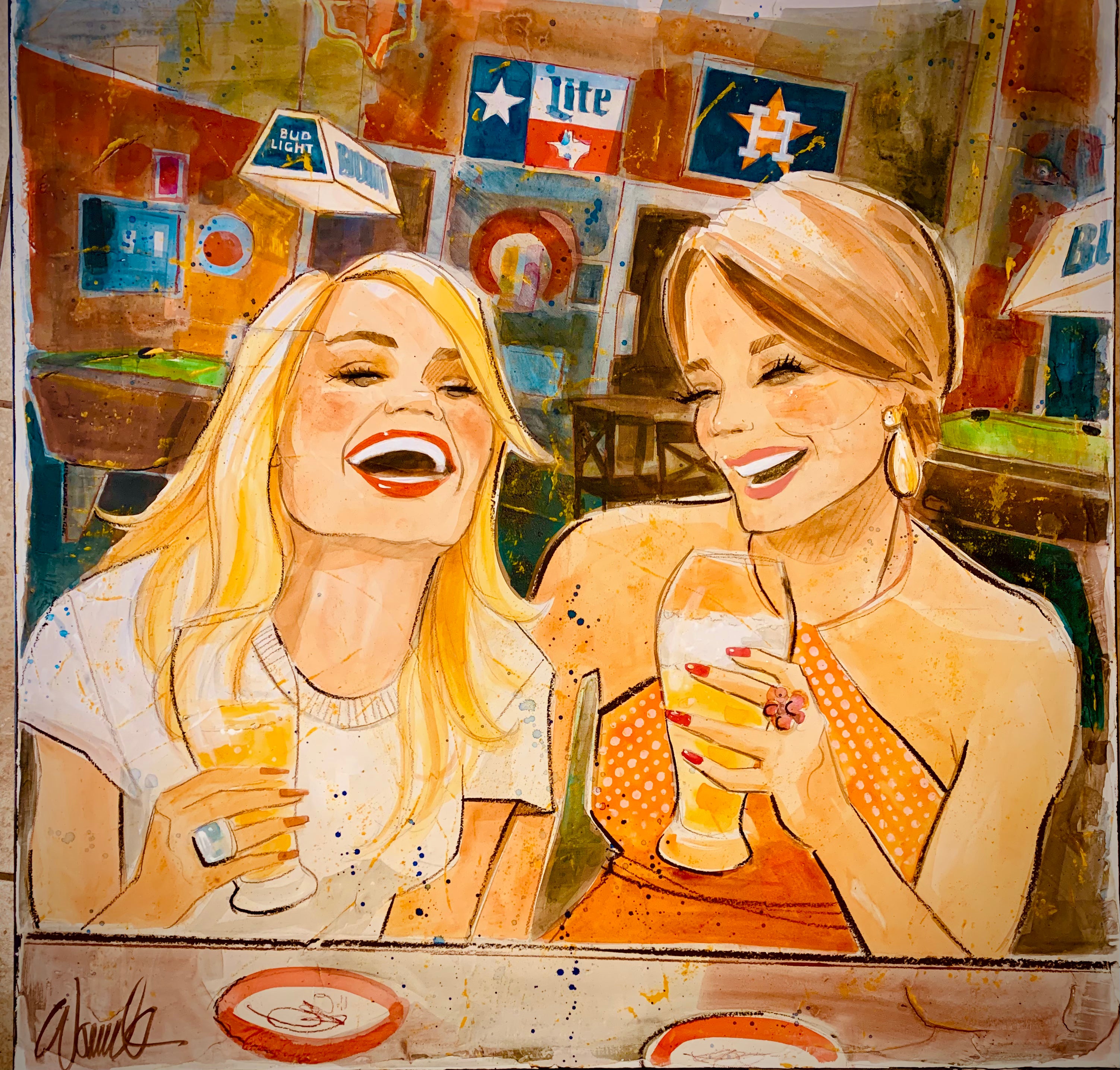 SOLD Meet me for a beer or three Original Painting