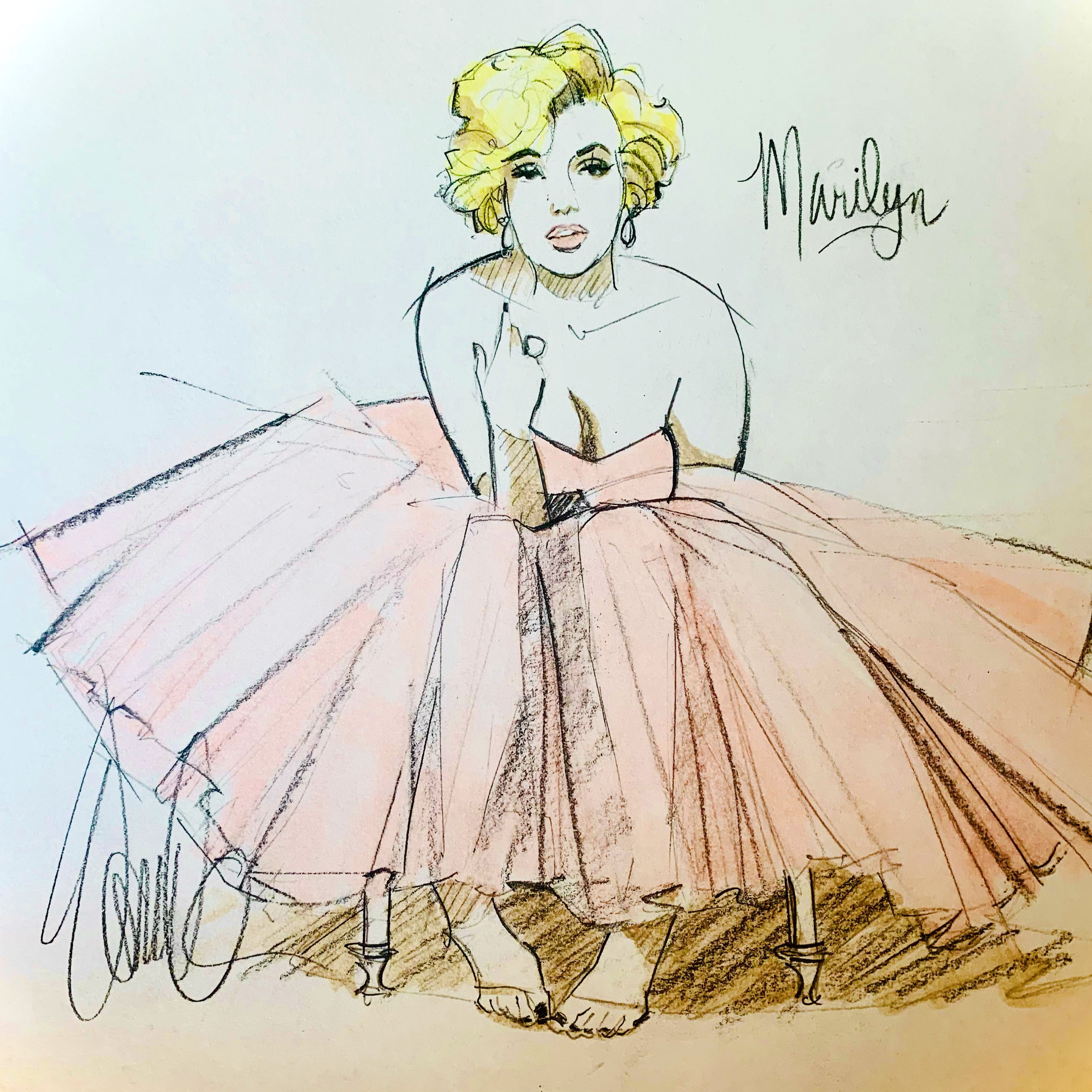 Marilyn/pink tutu Original Sketch SOLD