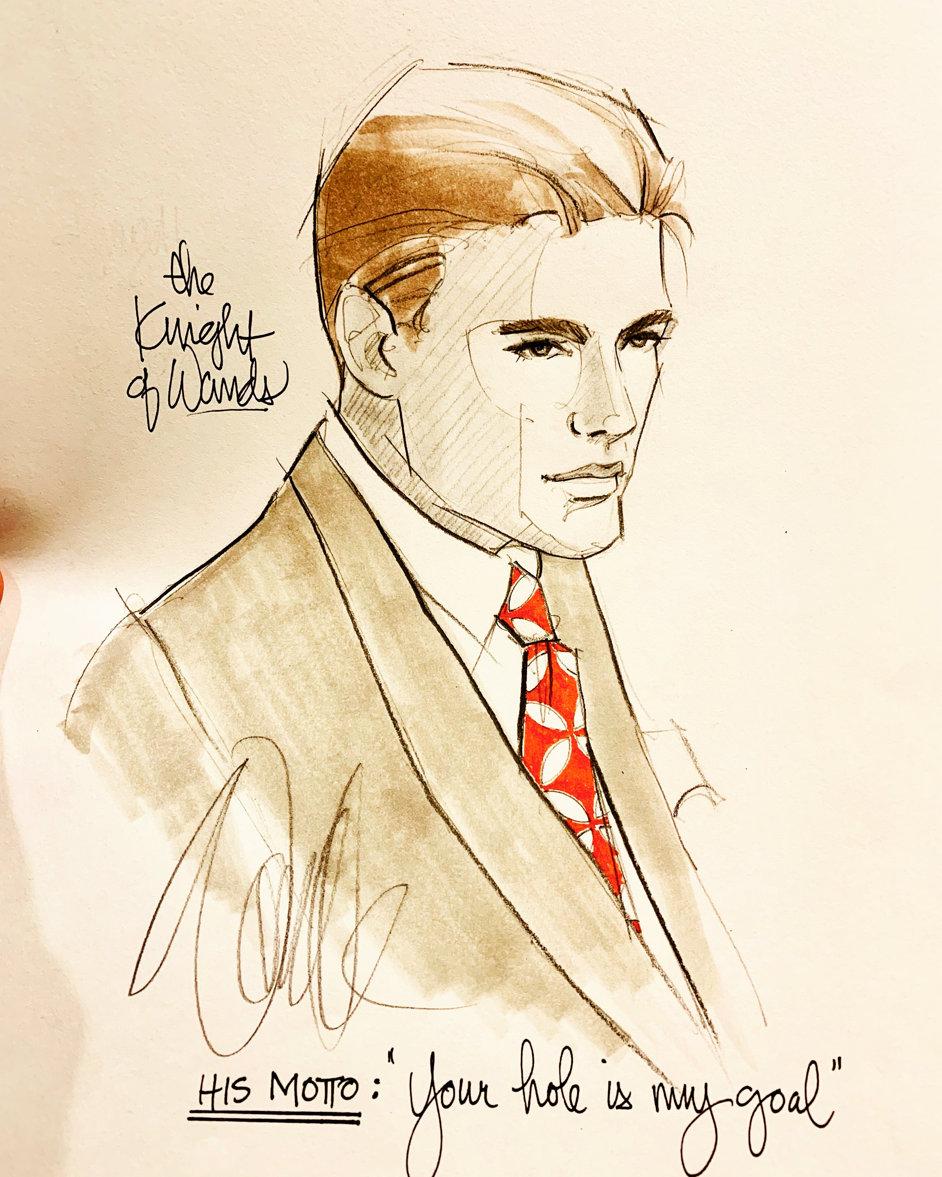 Knight of Wands Original Sketch
