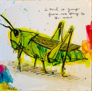 Scrappy Grasshopper Original Painting