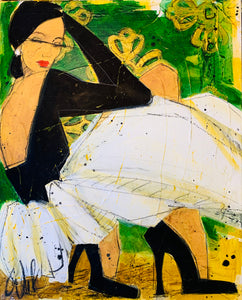 Emerald fashion study original painting