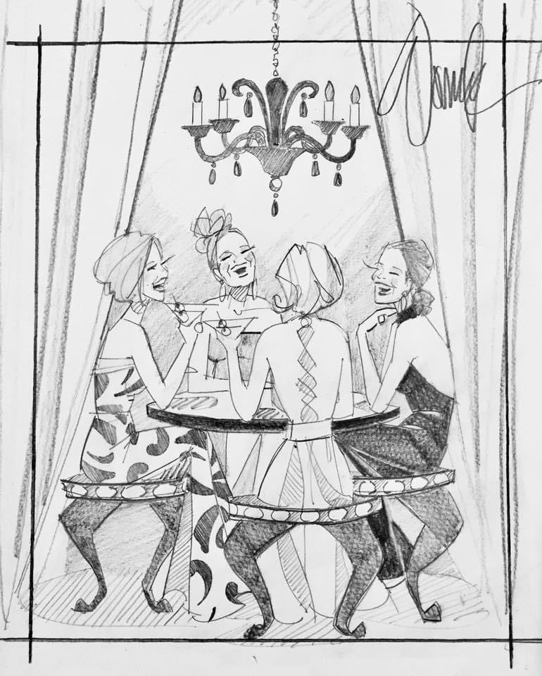 Martinis at Mary’s WW sketch print