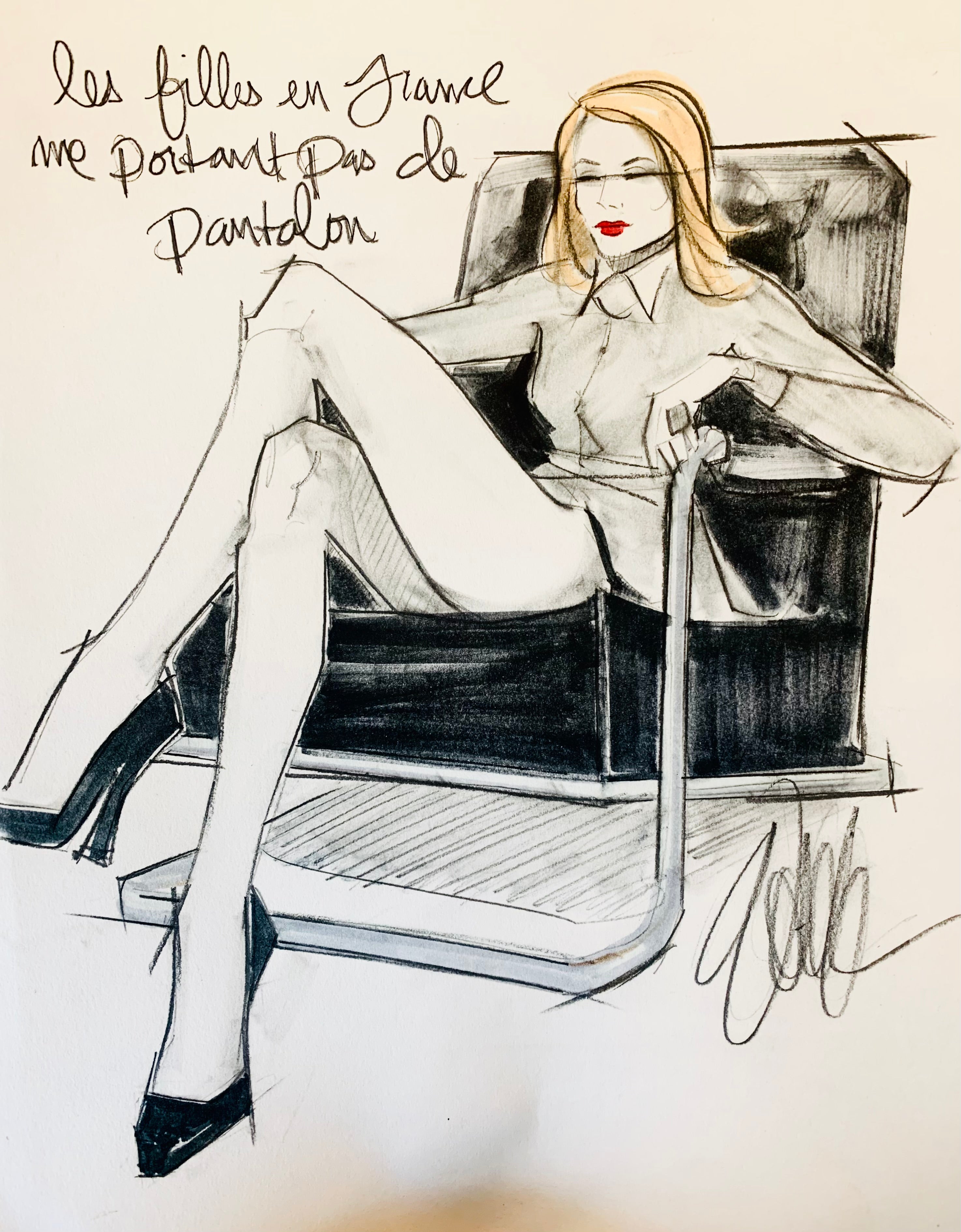 The Girls in France, Wear no Pants 2 Original Sketch