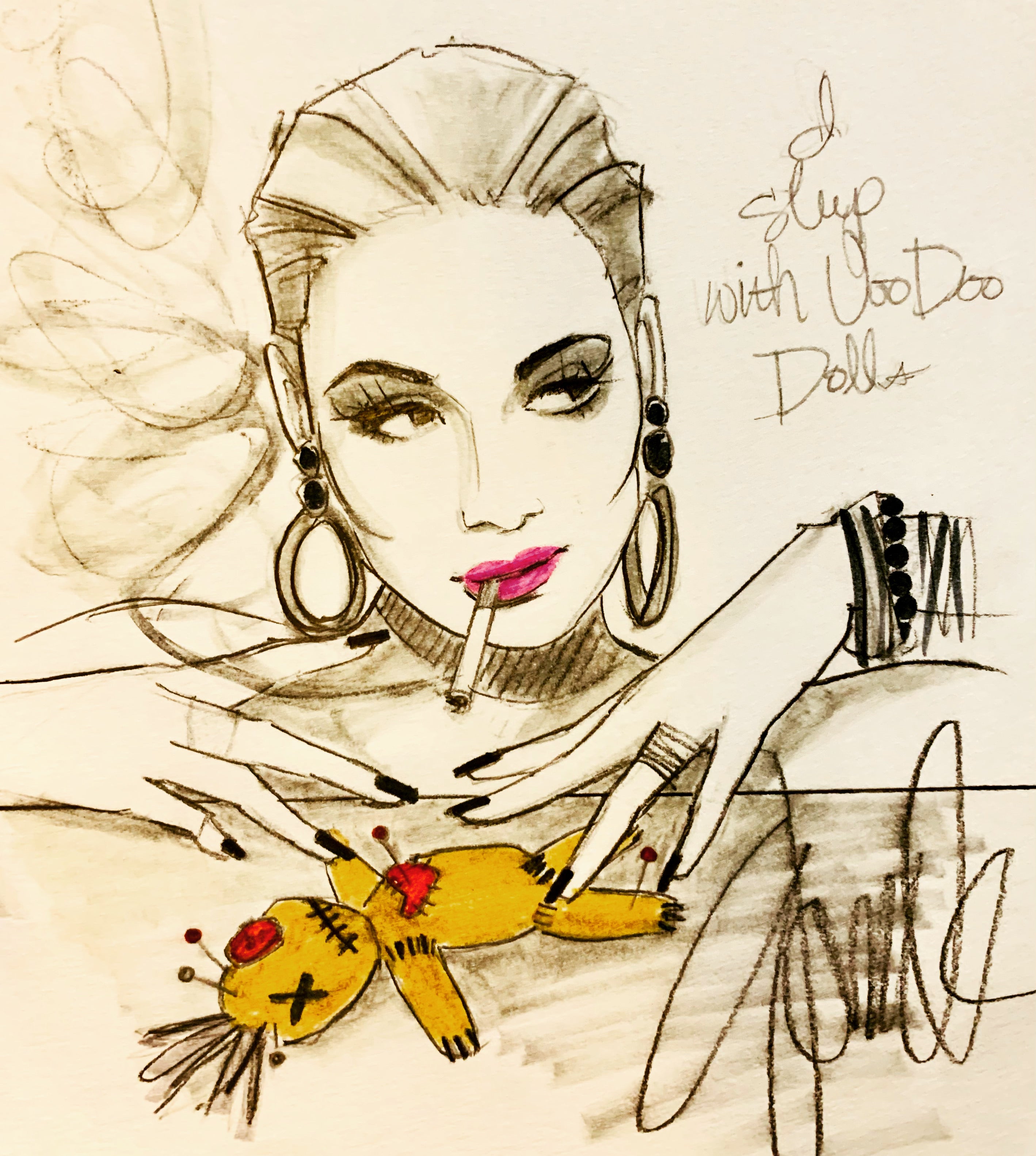 Sleeping with Voodoo Dolls Original Sketch
