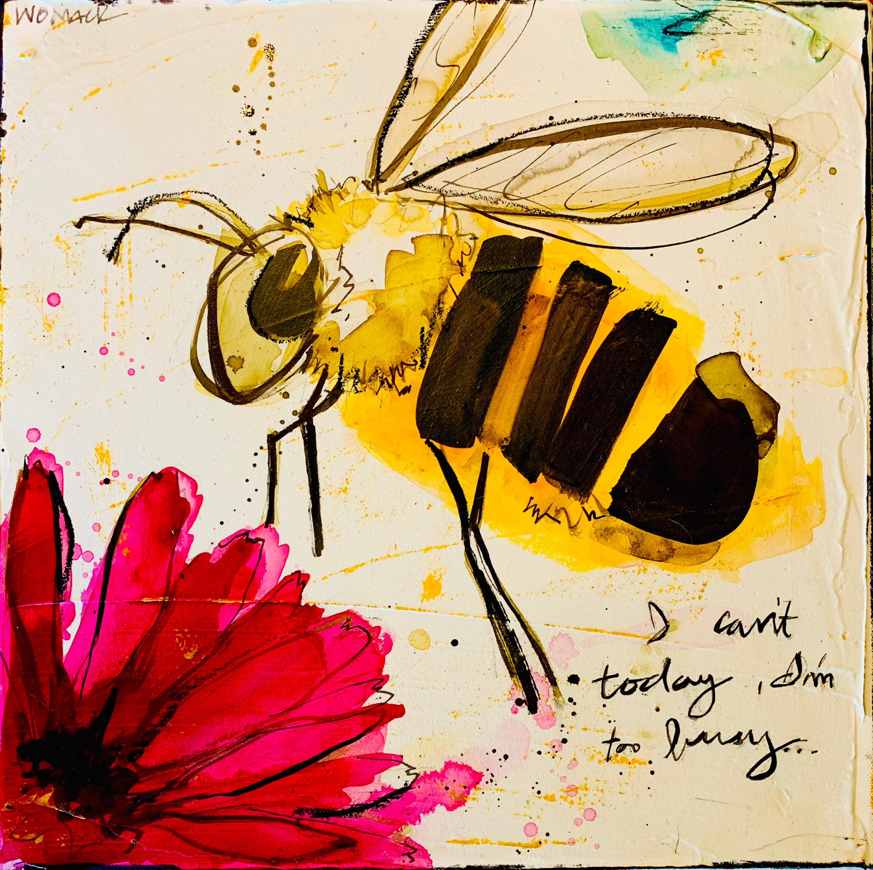Scrappy Bee Original Painting